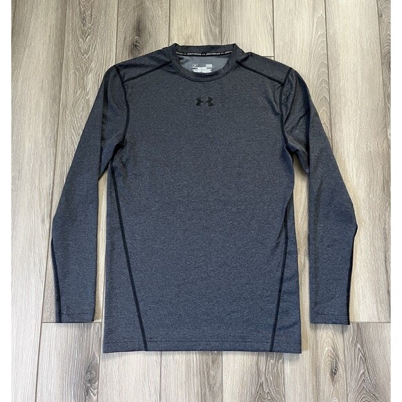 Under Armour Men's Compression Athletic Shirt Long Sleeves Size L Gray ColdGear - Picture 1 of 8